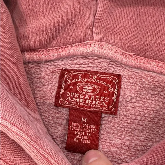 Lucky Brand Pink Hoodie with coy Fish vintage y2k size medium - Picture 5 of 7